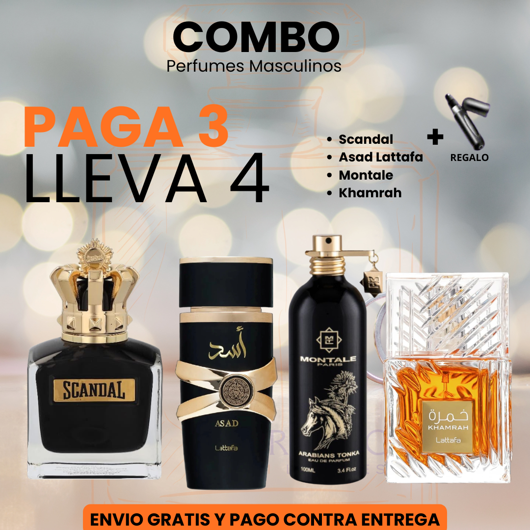 💎 4 Perfumes + Regalo (Asad - Khamrah - Tonka - Scandal)