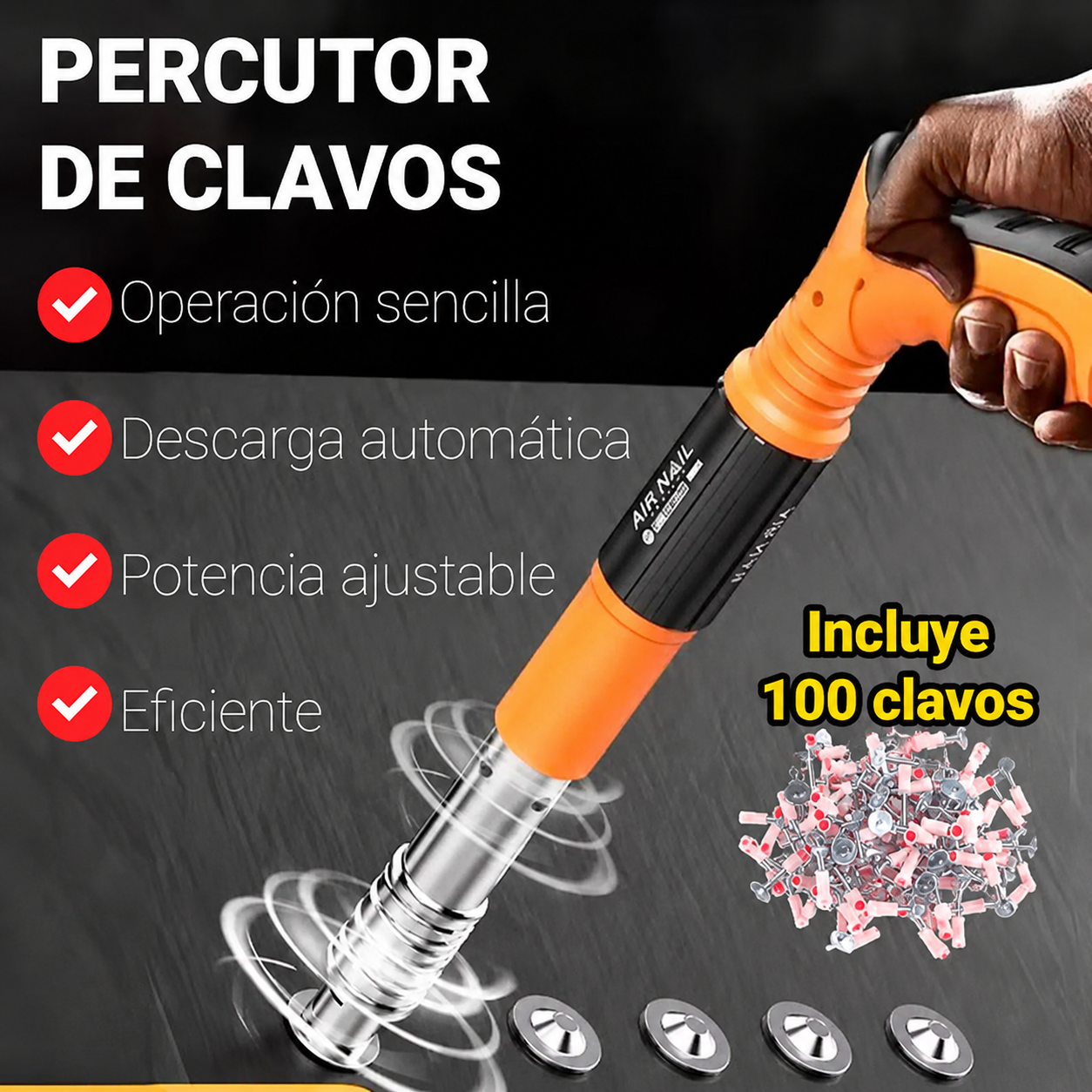 Pistola Remachadora de Clavos + Estuche con Guantes+Gafas Protectoras+Clavos Regalo 🎁