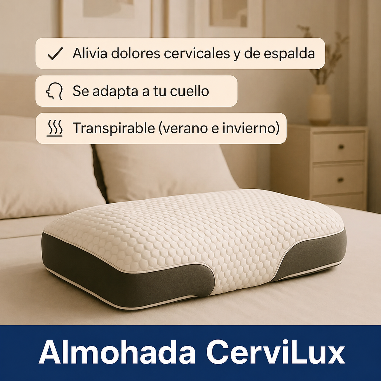 [PAGA 1 Y LLÉVATE 4] Almohada CerviLux – Redescubre el Placer de Despertar Más Cómodo