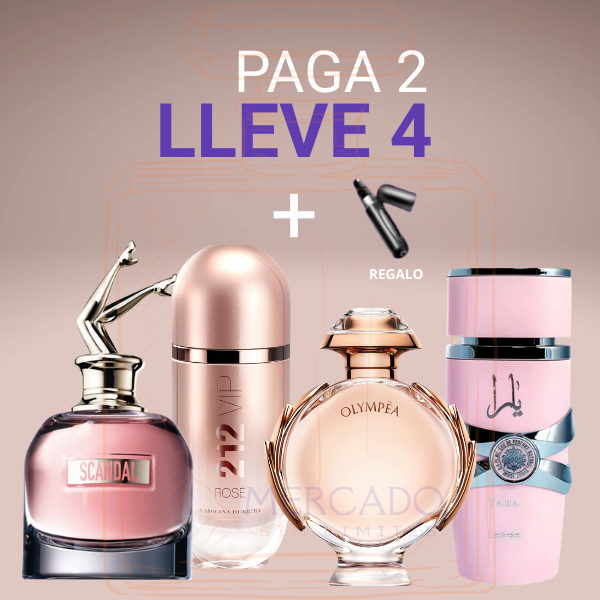 4 Perfumes + Regalo ( Yara ,Scandal Dama ,212 Rose ,Olympea )