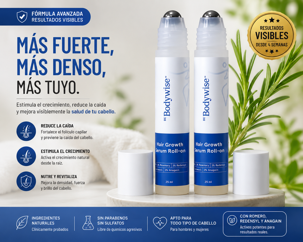 BodyWise Hair Growth dúo de sérum roll-on y beneficios