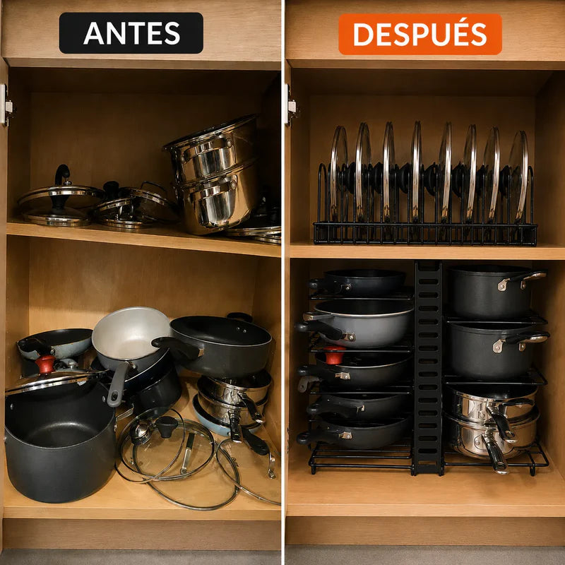 Antes y después de organizar un gabinete de cocina