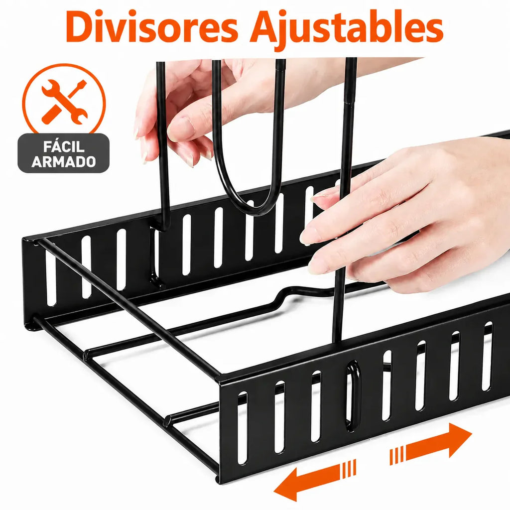 Divisores ajustables del organizador de ollas